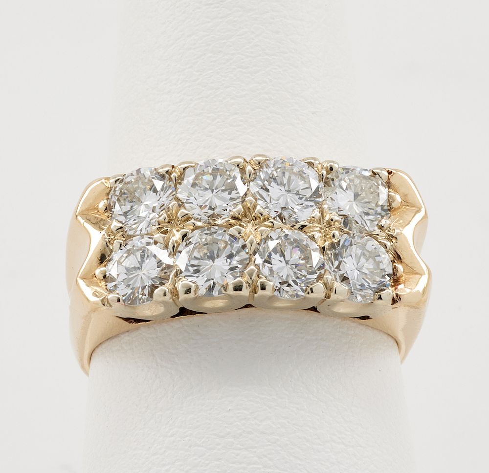 Appraisal: k Yellow gold two row diamond ring ctw k Yellow