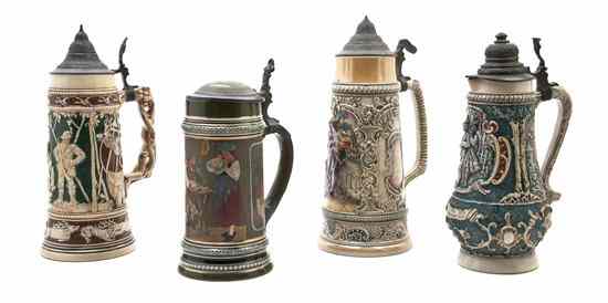 Appraisal: Two German Porcelain Steins Diesinger each liter depicting courting couples