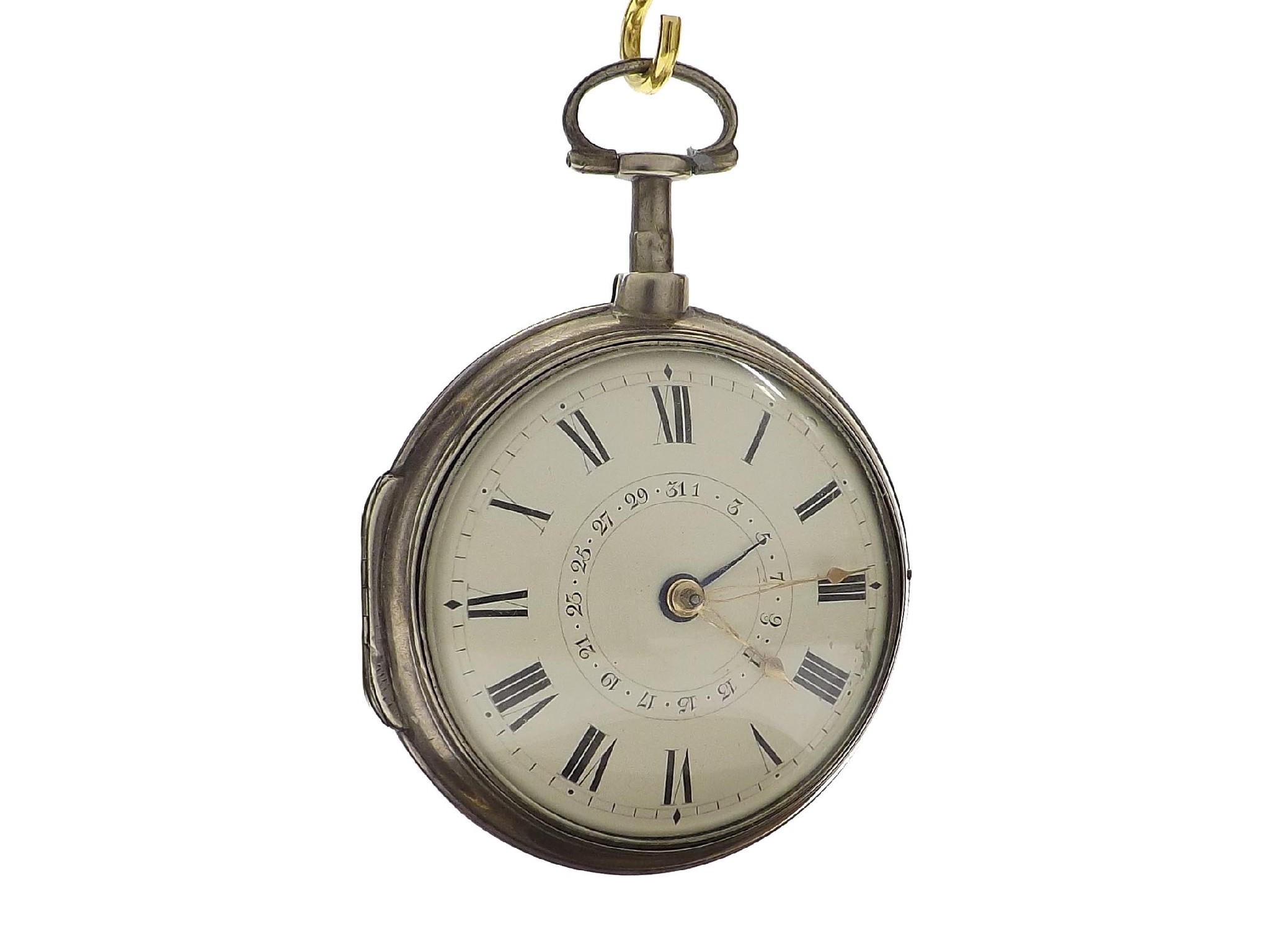 Appraisal: Silver calendar verge pair cased pocket watch London signed B