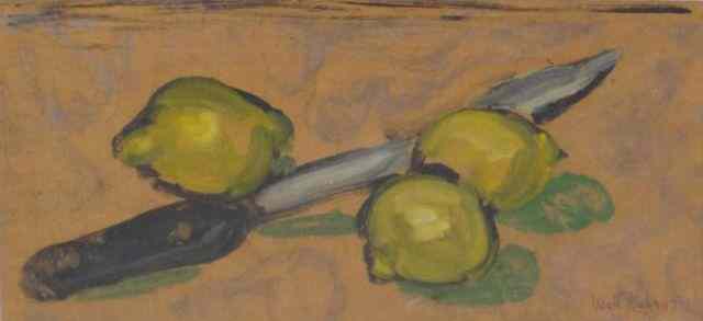 Appraisal: KUHN Walt Gouache of Lemons a Knife Signed and dated