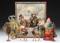 Appraisal: MISC LOT OF CHRISTMAS WINTER PIECES Lot includes glass Santa