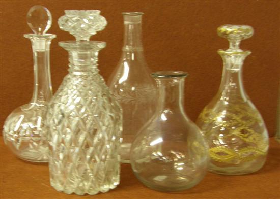 Appraisal: th Century cut glass mallet shaped decanter high cut glass