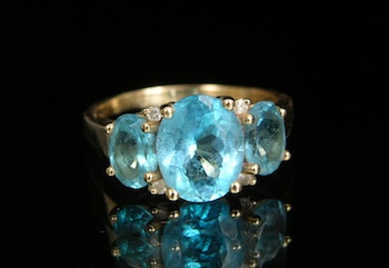 Appraisal: A Triple Blue Topaz Ring in Gold Tested k yellow