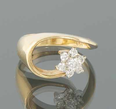 Appraisal: A Ladies' Diamond Flower Design Ring k yellow gold ring