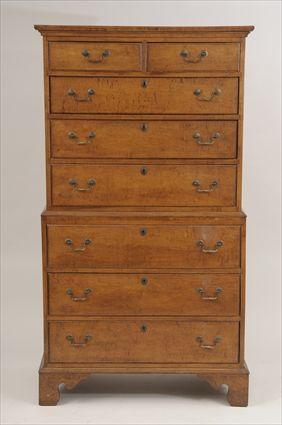 Appraisal: Chippendale-Style Maple Chest-on-Chest Modern x x in Provenance The Estate