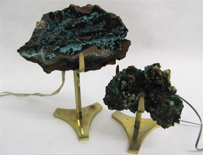 Appraisal: TWO COLLECTOR'S SPECIMENS OF CRYSTALS iridescent green brochantite on a