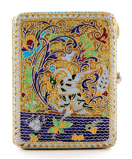 Appraisal: Russian silver-gilt and enamel cigarette case late th early th