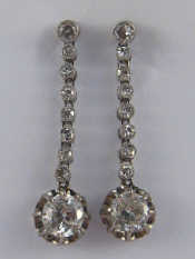 Appraisal: A pair of old brilliant cut diamond pendant earrings French