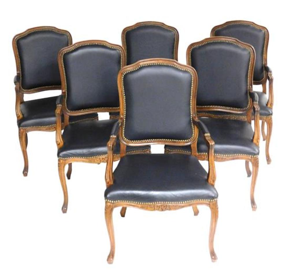 Appraisal: Six French style armchairs with molded frames cabriole legs floral