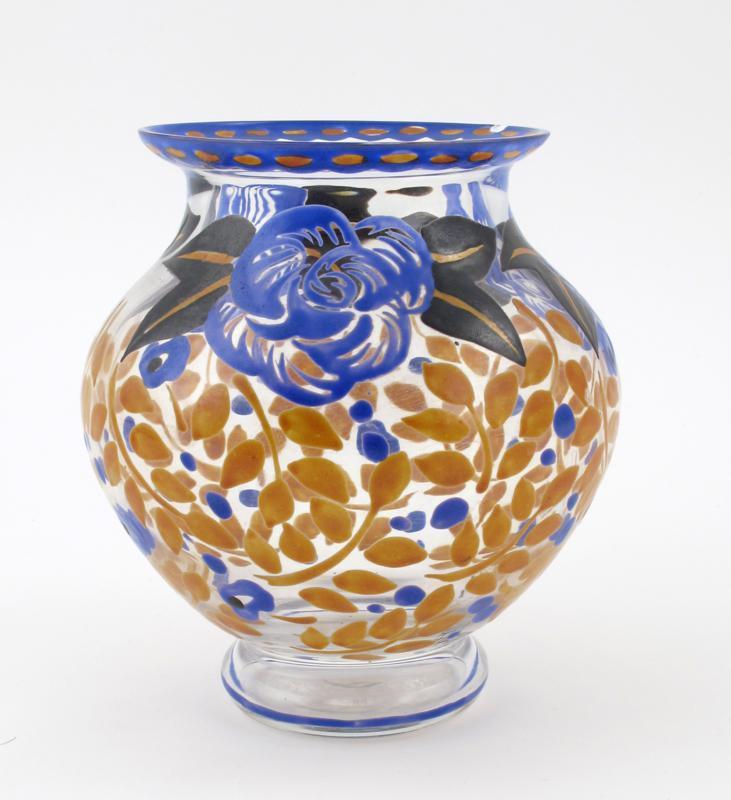 Appraisal: An enamelled glass vase by A Mazoyer