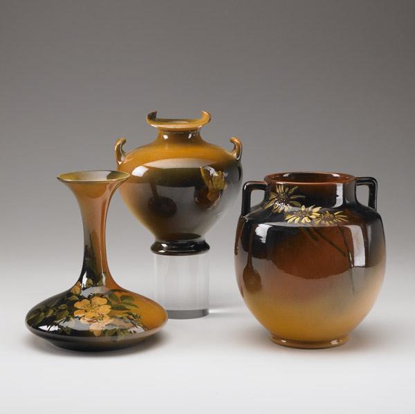 Appraisal: ROOKWOOD Three Standard glaze vases by E Able G Young