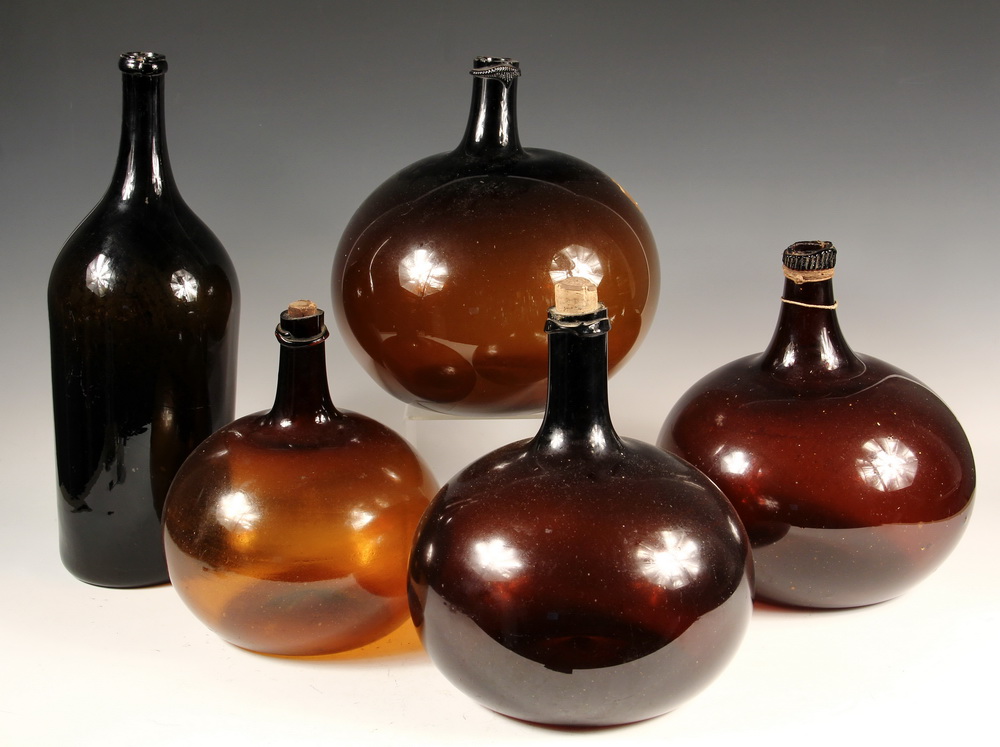 Appraisal: ANTIQUE WINE OR COGNAC CARBOYS - Large Handblown Bottles in