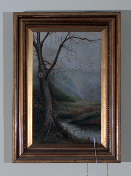 Appraisal: British School th Century River Landscape Spring Unsigned Oil on