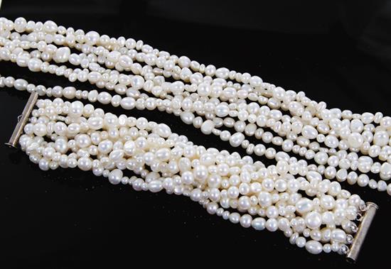 Appraisal: Multi-strand pearl necklace and bracelet set eight-strand necklace L and