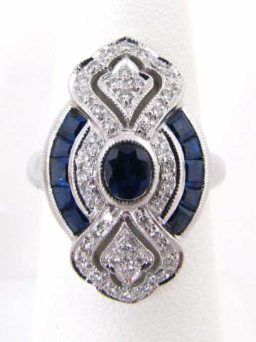 Appraisal: Lady's K white gold sapphire and diamond ring size