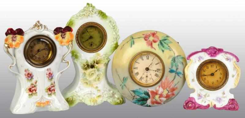 Appraisal: Lot of China Clocks Description Circa One has a flower