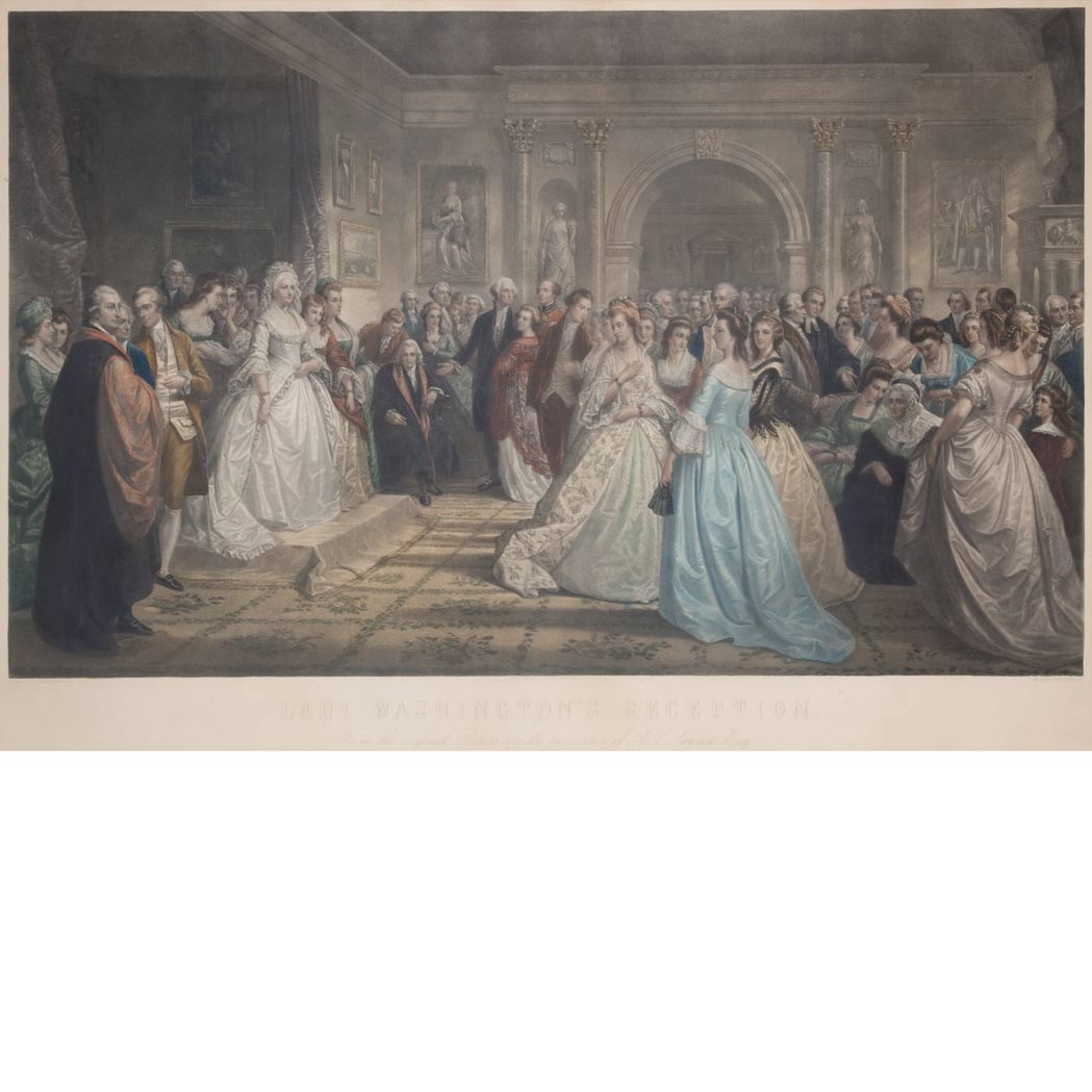 Appraisal: After Daniel Huntington LADY WASHINGTON'S RECEPTION Hand-colored engraving Image x