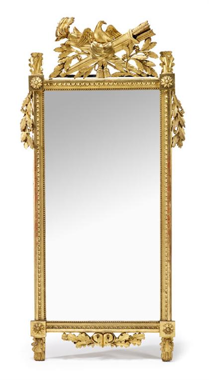 Appraisal: Louis XVI style giltwood mirror The rectangular mirror plate surmounted