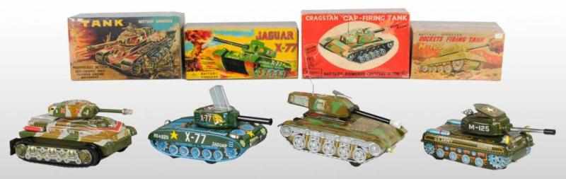 Appraisal: Lot of Tin Tank Battery-Operated Toys Description Japanese Working Includes