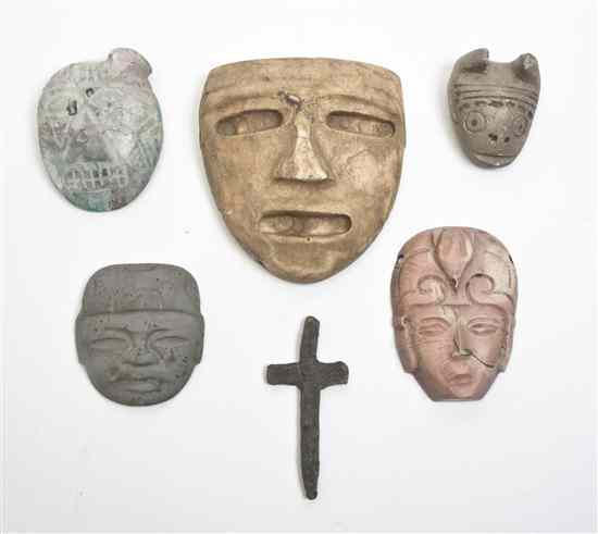 Appraisal: A Collection of Twenty-Two Pre-Columbian Style Masks including carved stone