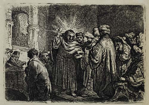 Appraisal: REMBRANDT VAN RIJN The Tribute Money Etching circa x mm