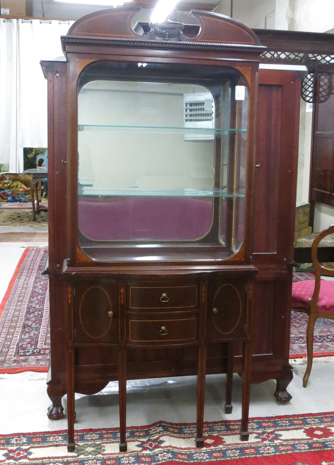 Appraisal: FEDERAL STYLE MAHOGANY CURIO CABINET ON STAND American mid- th