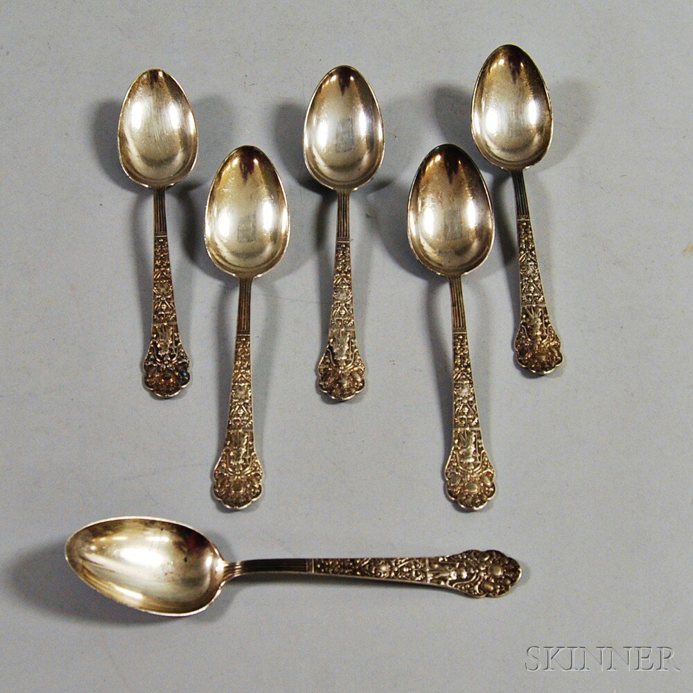 Appraisal: Six Gorham Medici Pattern Sterling Silver Tablespoons Providence late th