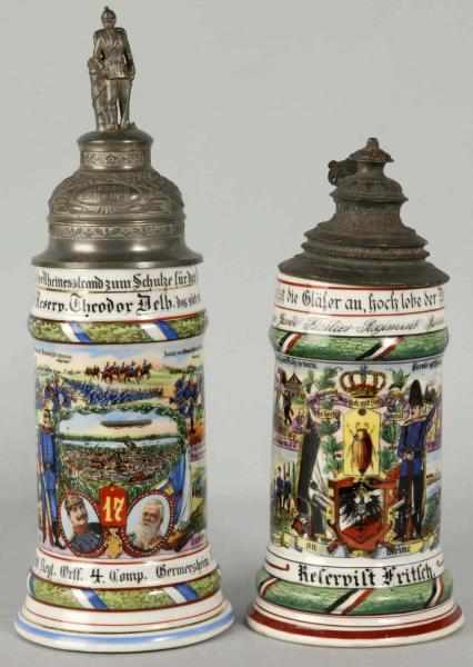 Appraisal: Lot of Military Regiment Steins Description Includes a Fusilier regiment