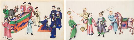 Appraisal: Group of Twelve Watercolor Paintings on Pith of Actors and