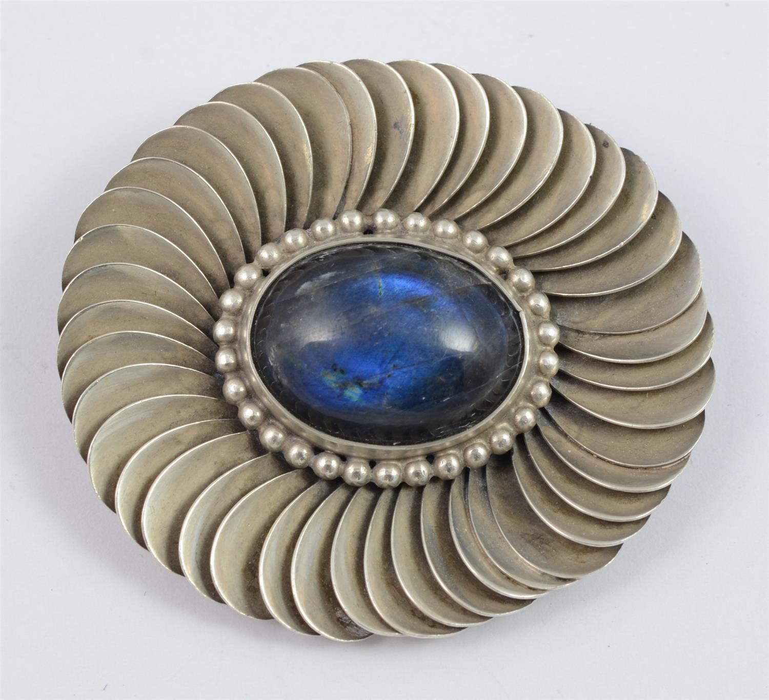 Appraisal: Georg Jensen USA hand wrought sterling and lapis brooch handmade