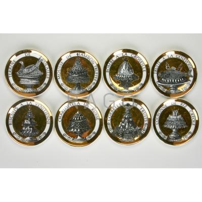 Appraisal: PIERO FORNASETTI Set of eight Pranzo coasters Italy th c