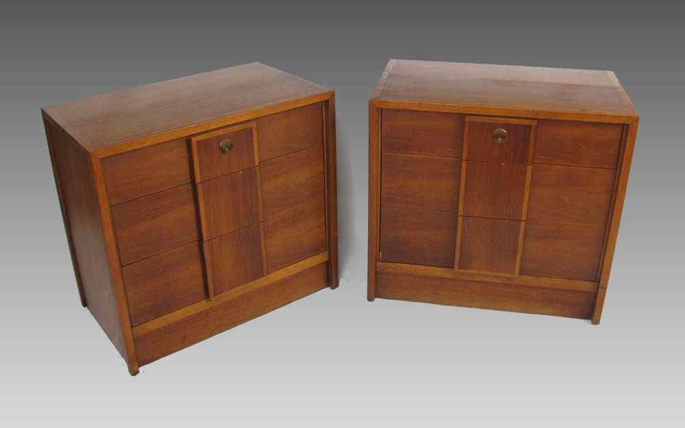 Appraisal: PAIR RAY SOBOTA CENTURY FURNITURE CHESTS Mid century three drawer