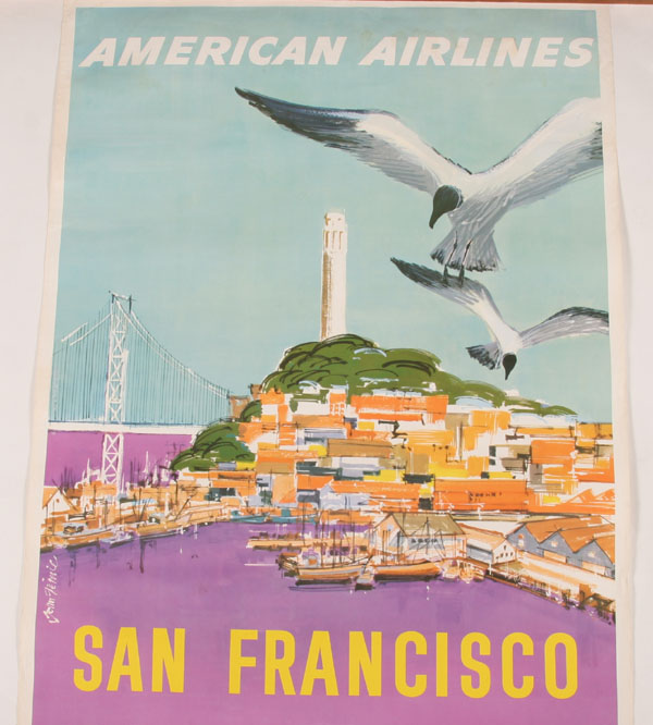 Appraisal: American Airlines San Francisco vintage travel poster x signed Jelm