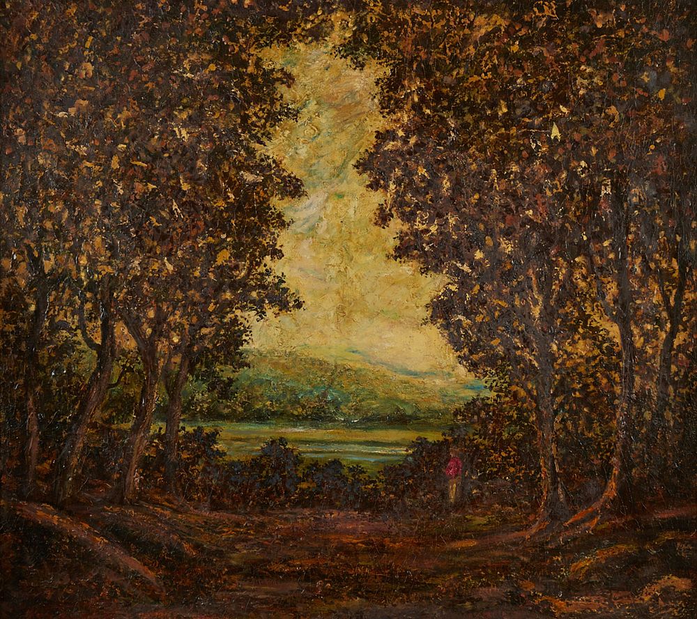 Appraisal: Style of Ralphn Blakelock Landscape Oil on Canvas Style of