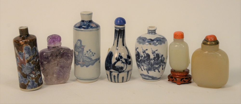 Appraisal: Group of Seven Snuff Bottles to include two jade or