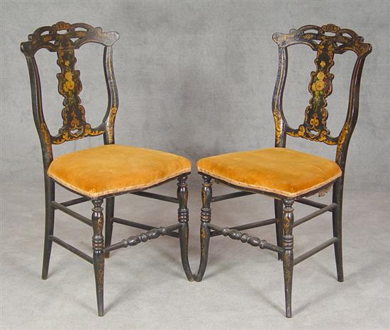 Appraisal: Pair of Victorian Ballroom Chairs Circa Turned stretcher and legs