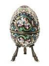 Appraisal: RUSSIAN ENAMELED SILVER EGG - Cloisonne Egg with gilt washed