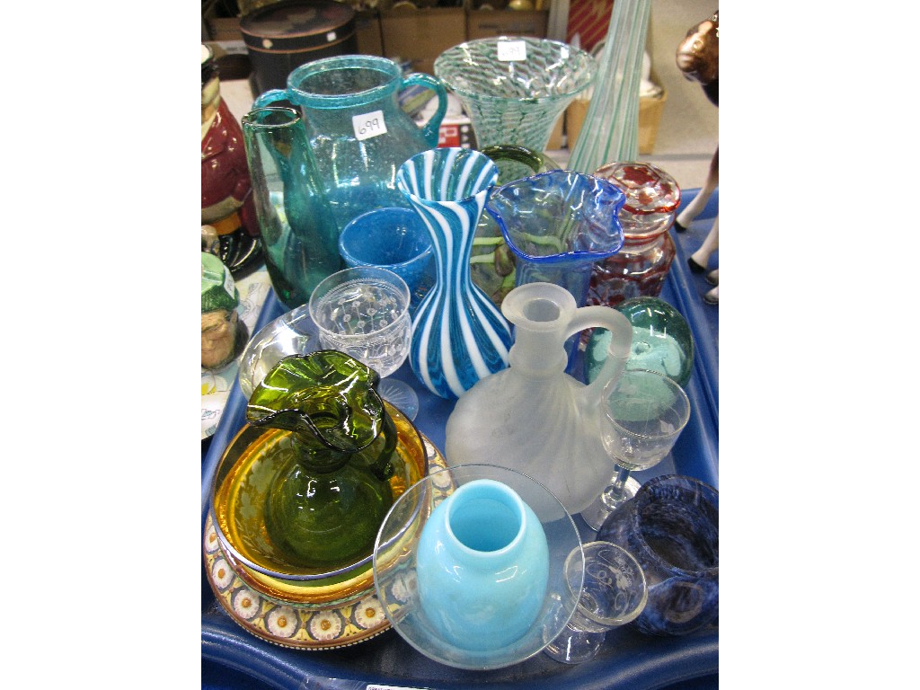 Appraisal: Tray lot of assorted glassware - vases glasses etc