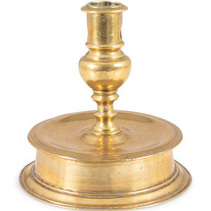 Appraisal: A Continental Cast Brass Capstan Candlestick Likely Dutch Second Half