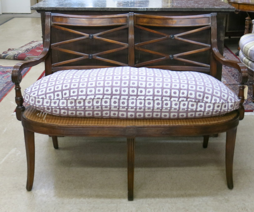 Appraisal: A REGENCY STYLE MAHOGANY SETTEE Theodore Alexander Furniture Co Recollections