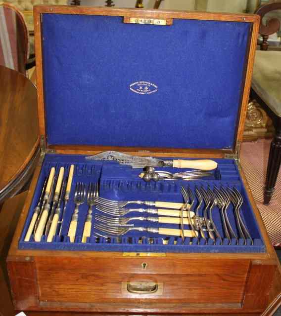 Appraisal: AN EDWARDIAN SILVER PLATED PART SUITE SILVER PLATED CUTLERY together