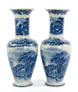 Appraisal: A PAIR OF BOOTHS PORCELAIN BLUE AND WHITE VASES A