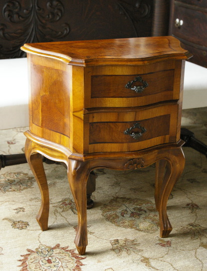 Appraisal: Louis XV-Style Walnut and Mahogany Bedside Cupboard early th century