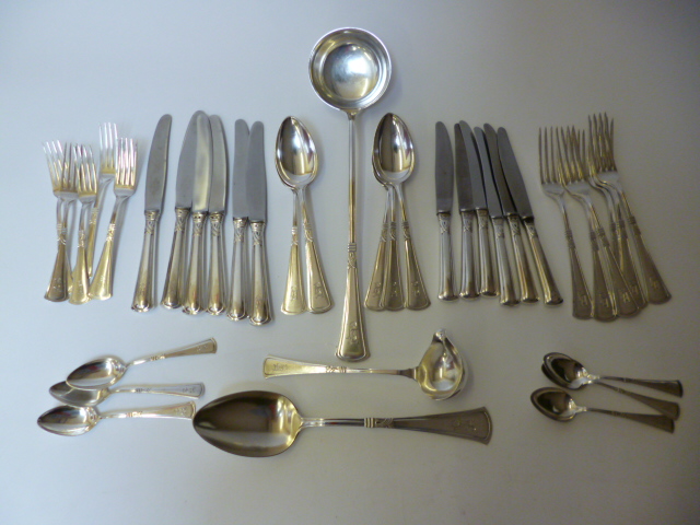 Appraisal: A GERMAN WHITE METAL PART TABLE SERVICE for six settings