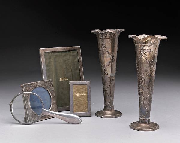 Appraisal: A group of English silver desk and table items Comprising