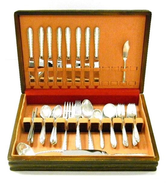 Appraisal: Towle ''Silver Flutes'' pattern sterling flatware in pink felt-lined wooden