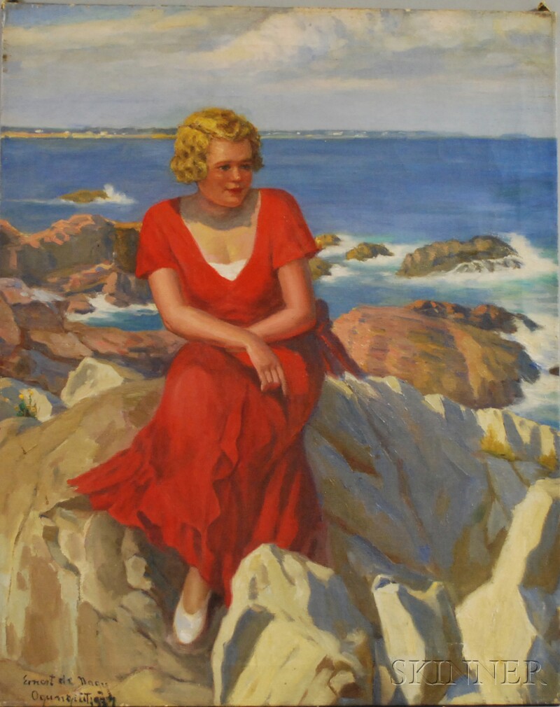 Appraisal: Ernest De Nagy American - Woman Seated on a Rocky