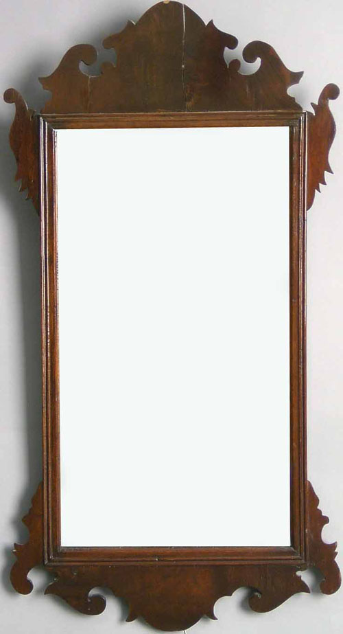 Appraisal: Chippendale mahogany looking glass ca h