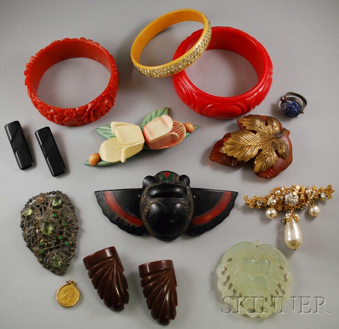 Appraisal: Group of Bakelite and Costume Jewelry including a Miriam Haskell