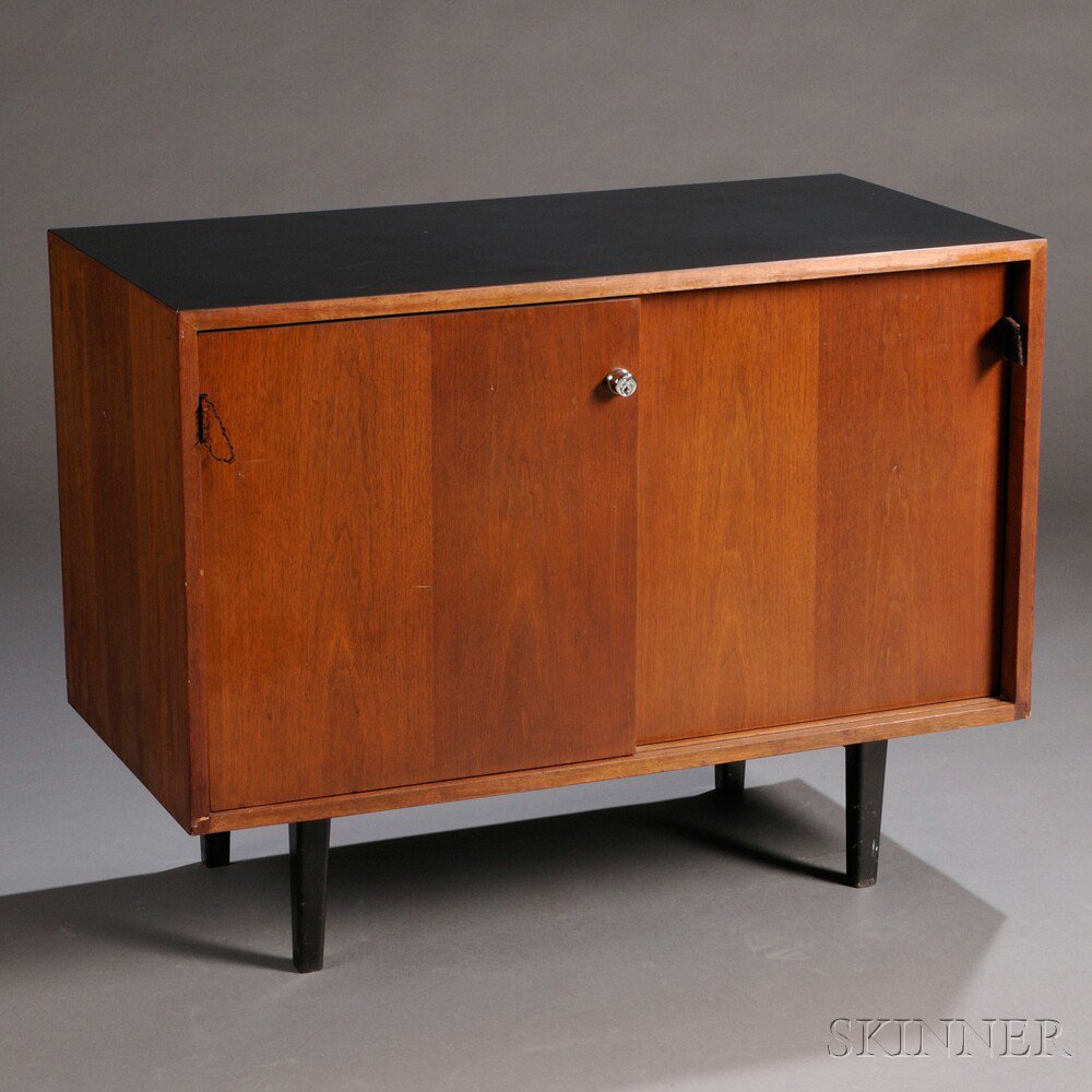 Appraisal: Knoll Cabinet Walnut and metal Madison Avenue New York mid-